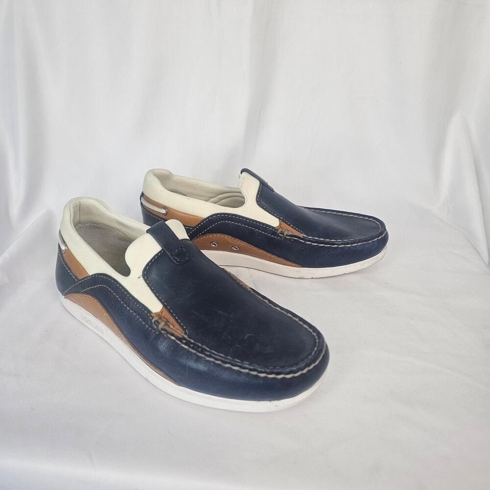 Sebago Docksides Boat Shoes Leather Canvas Slip-On Size 6W Nautical Classic